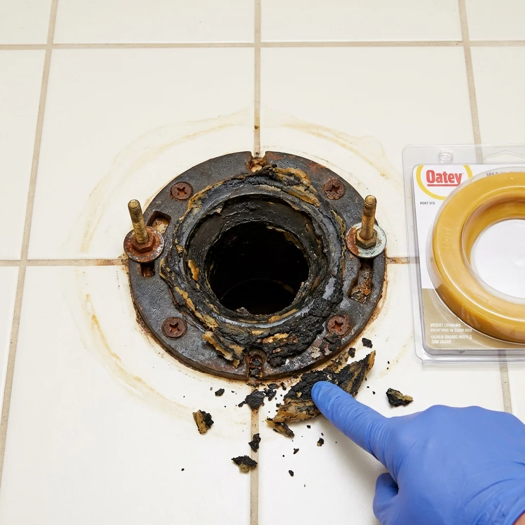 Failed wax ring showing water seepage at the base of a toilet in a Dixon, KY home